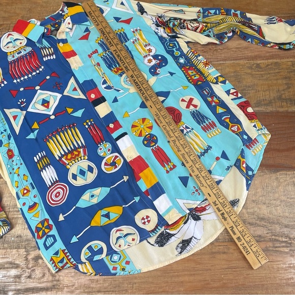 Terranova Vintage 90's Button Down Mens Large Aztec Natife rayon - Picture 6 of 8